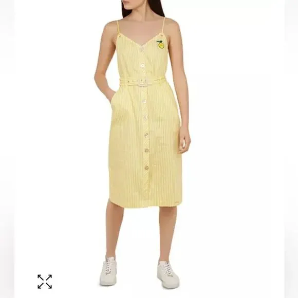 Ted Baker yellow stripe summer sundress dress 2 NEW - Picture 3 of 11